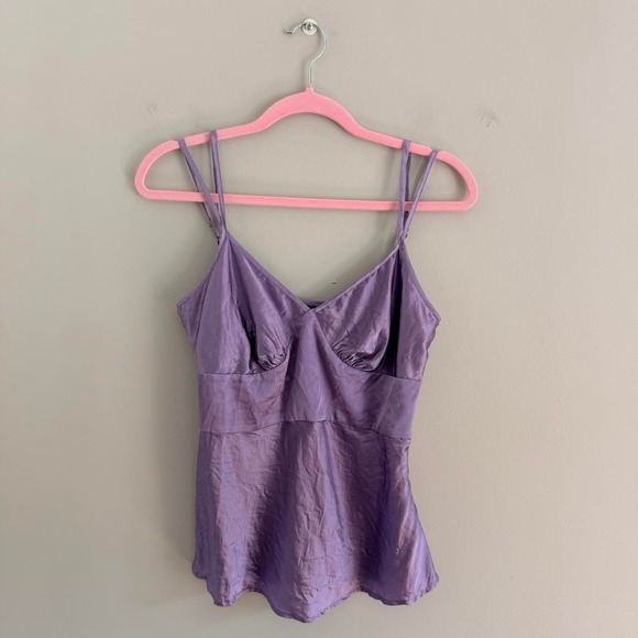 Express Tops - Y2K PURPLE EXPRESS DESIGN STUDIO SILK TANK TOP